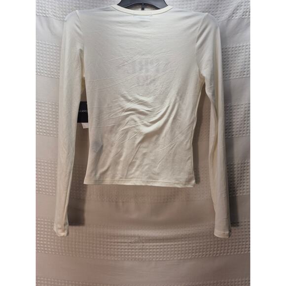Harper & Ivy T-Shirt Women Sz Small White Long Sleeve Crew Neck Graphic Soft - Picture 6 of 7